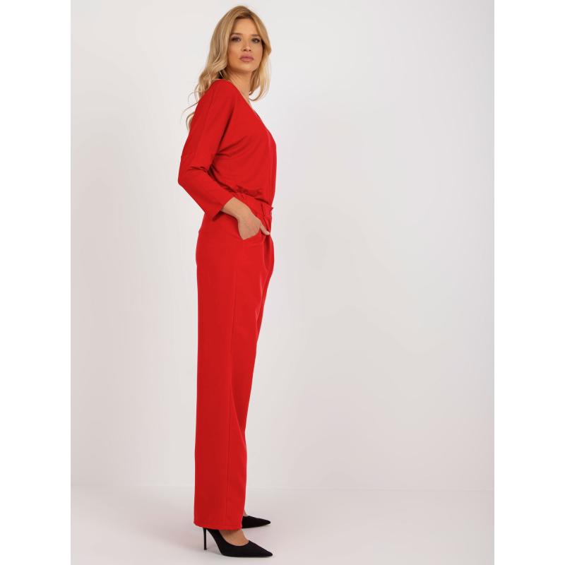 Dámske nohavice so záhybmi STANIA červená