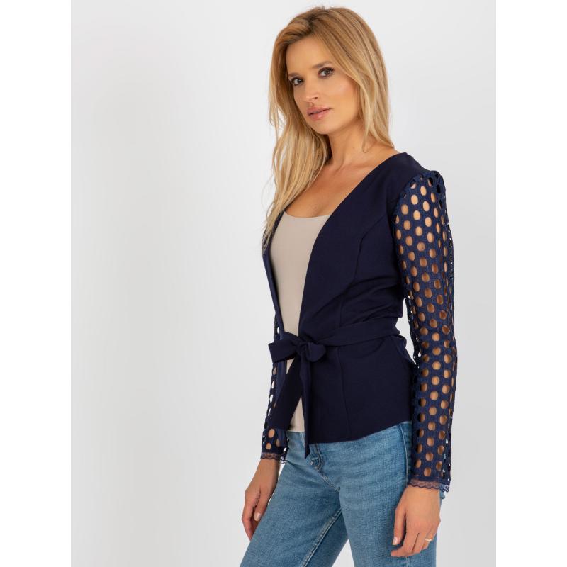 Dámske sako s ozdobnými rukávmi BEATA tmavomodré