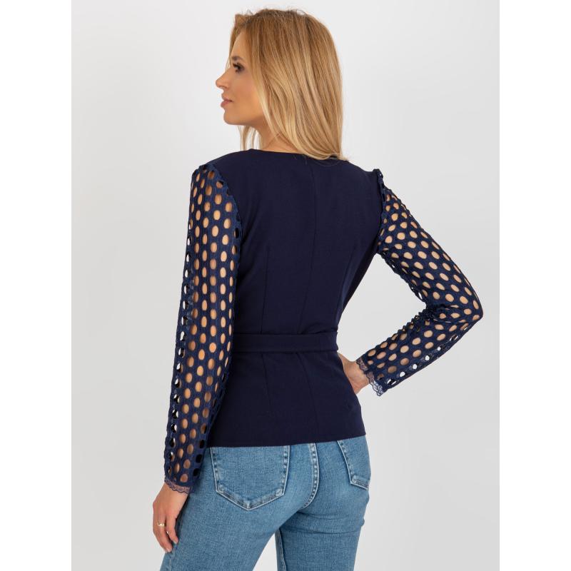 Dámske sako s ozdobnými rukávmi BEATA tmavomodré