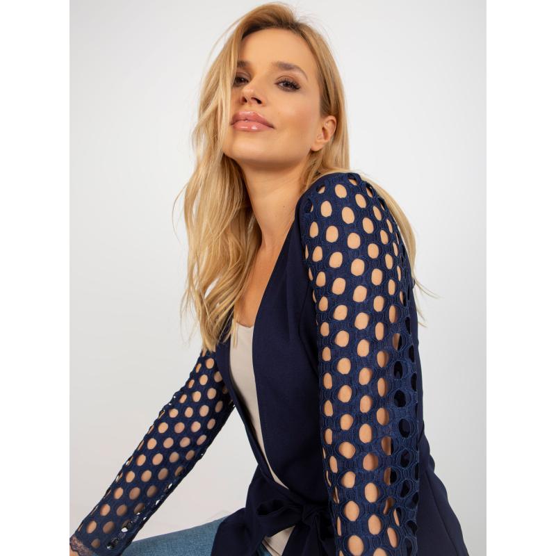 Dámske sako s ozdobnými rukávmi BEATA tmavomodré