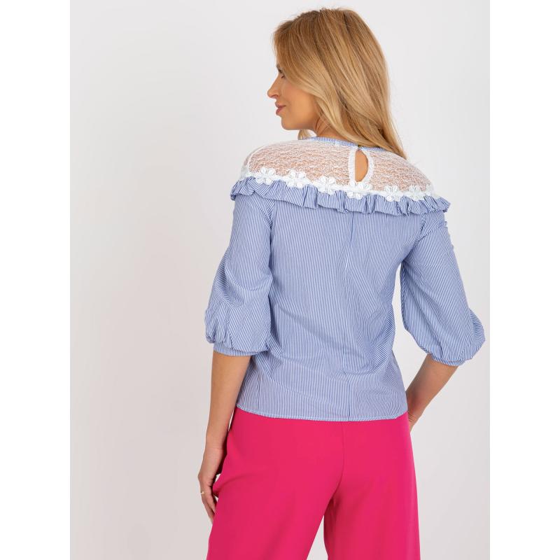 Dámska blúzka so šnurovaním SLAVA modrá a biela