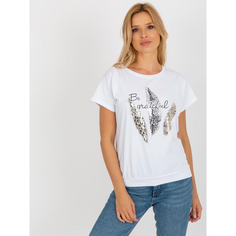 Női blúz fényes mintával RUE PARIS fehér