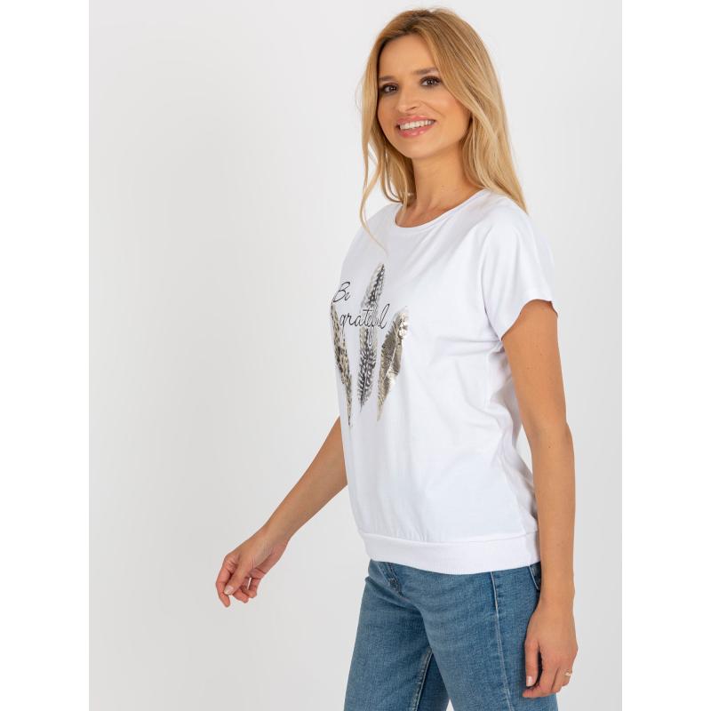 Női blúz fényes mintával RUE PARIS fehér