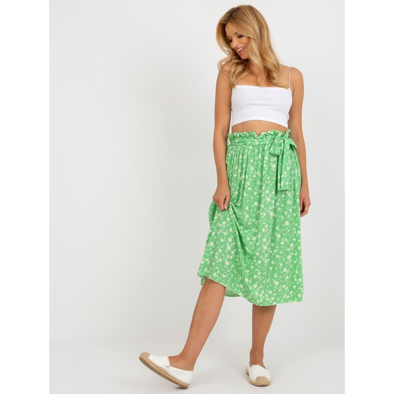 Női szoknya RUE PARIS világoszöld és rózsaszínű