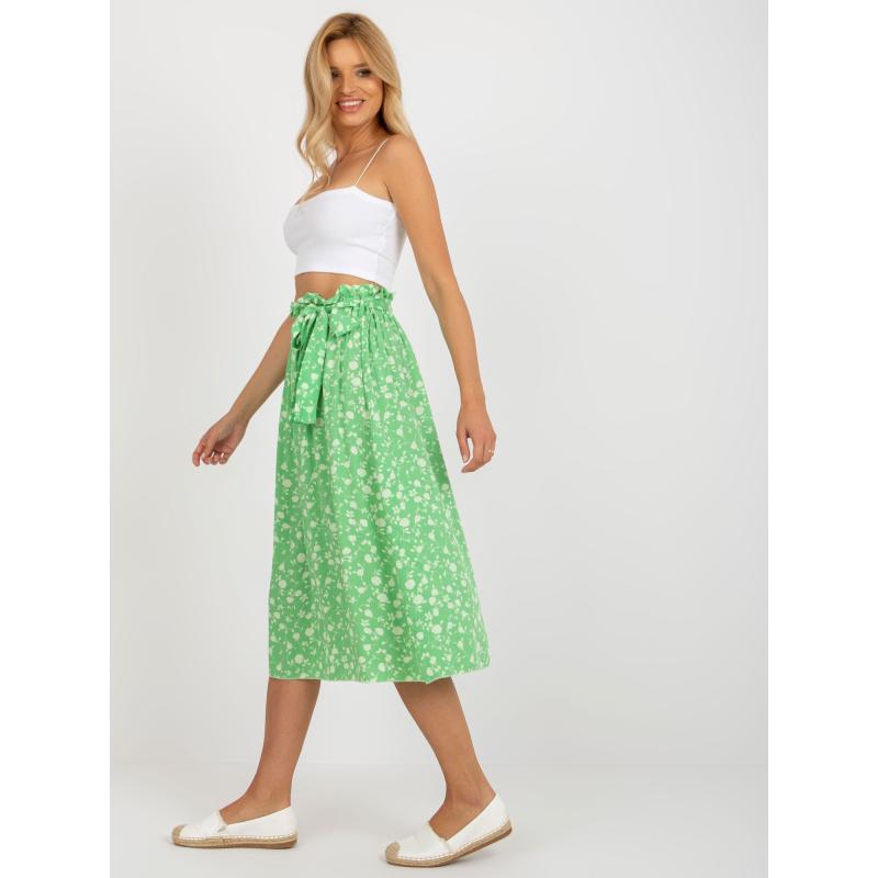 Női szoknya RUE PARIS világoszöld és rózsaszínű