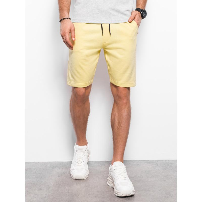 Pánske teplákové šortky s lemovaním V1 W359 žlté