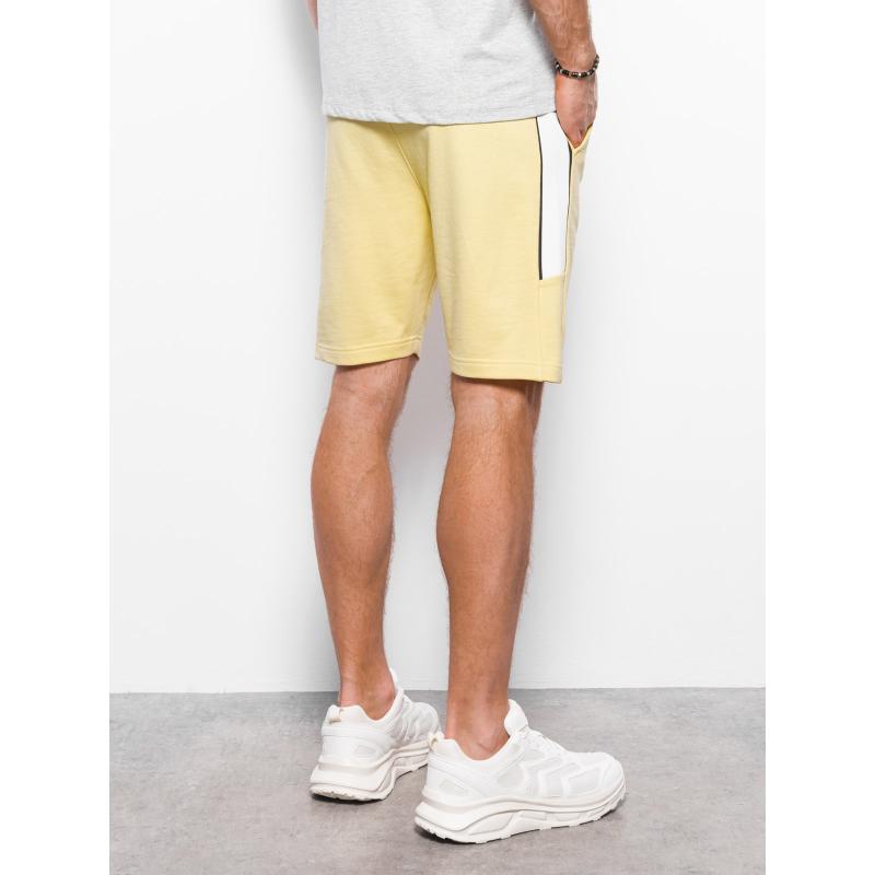 Pánske teplákové šortky s lemovaním V1 W359 žlté