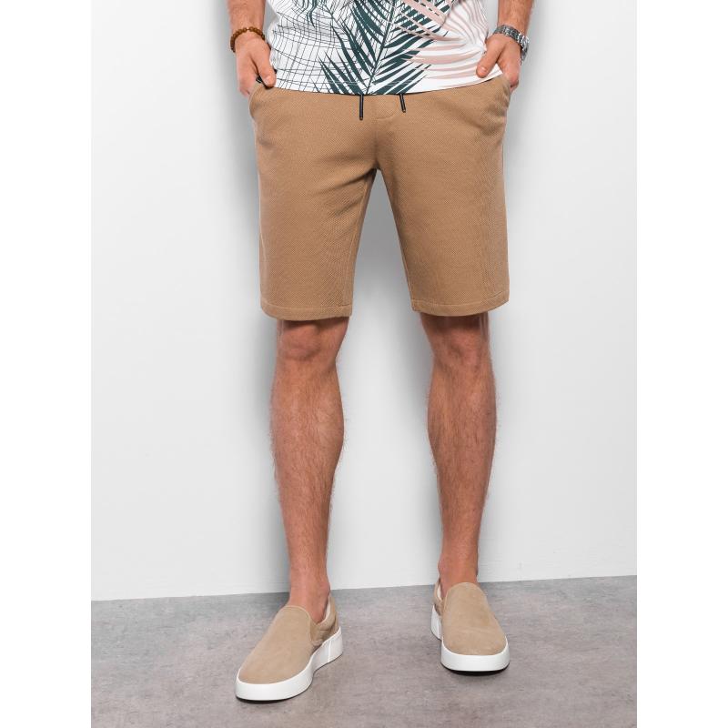 Pánske pletené šortky V4 OM-SRCS-0110 svetlohnedé