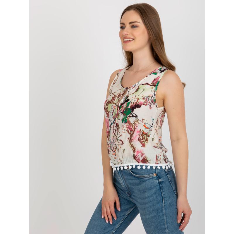 Dámská halenka s potiskem a zavazováním BRYA bílozelená 