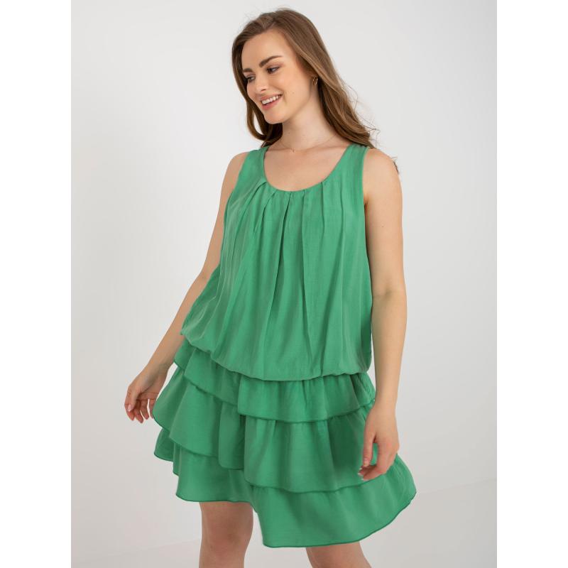 Dámské šaty s volánky OCH BELLA zelené 