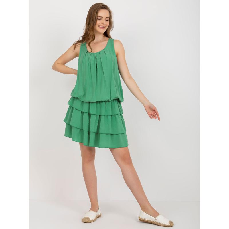 Dámské šaty s volánky OCH BELLA zelené 