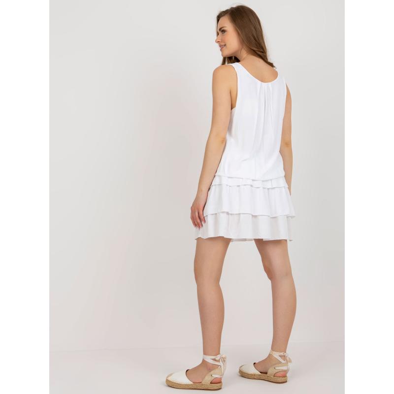Dámské šaty bez rukávů s volány OCH BELLA bílé 