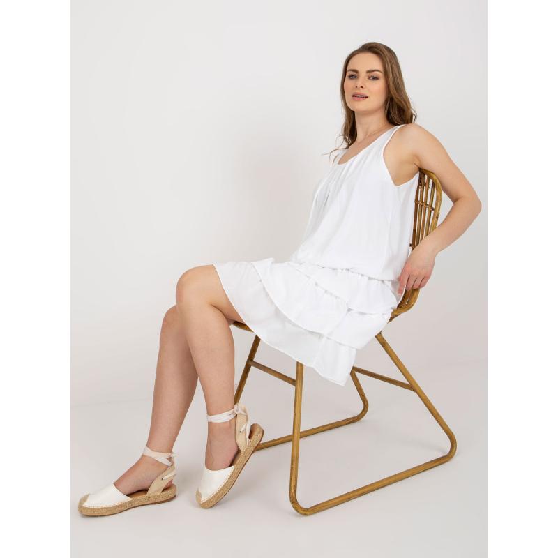 Dámské šaty bez rukávů s volány OCH BELLA bílé 