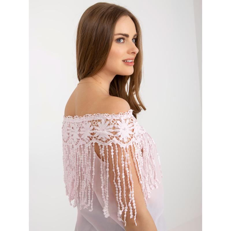 Dámská halenka s třásněmi HUGA světle růžová