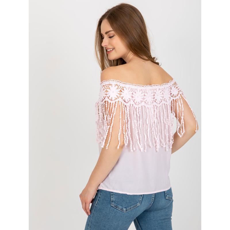 Dámská halenka s třásněmi HUGA světle růžová