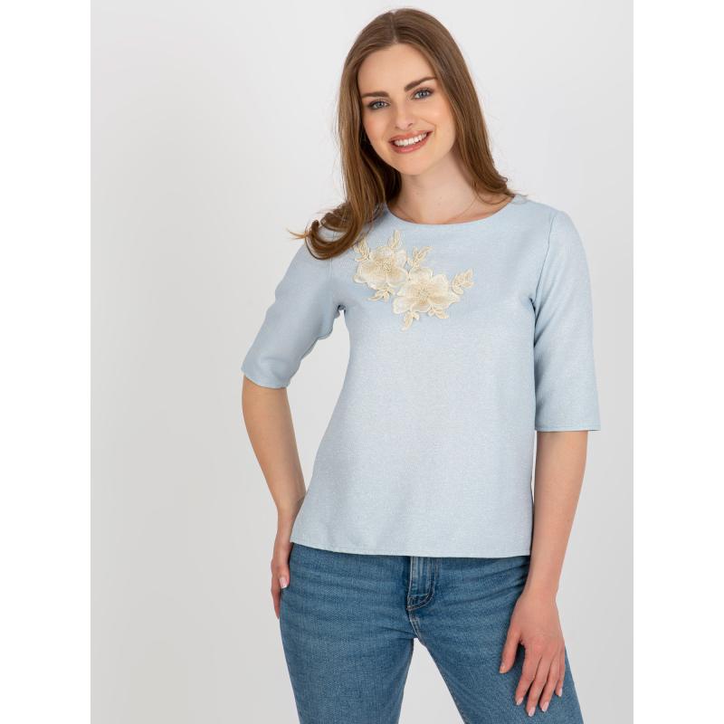 Női blúz csipkével DALA világoskék