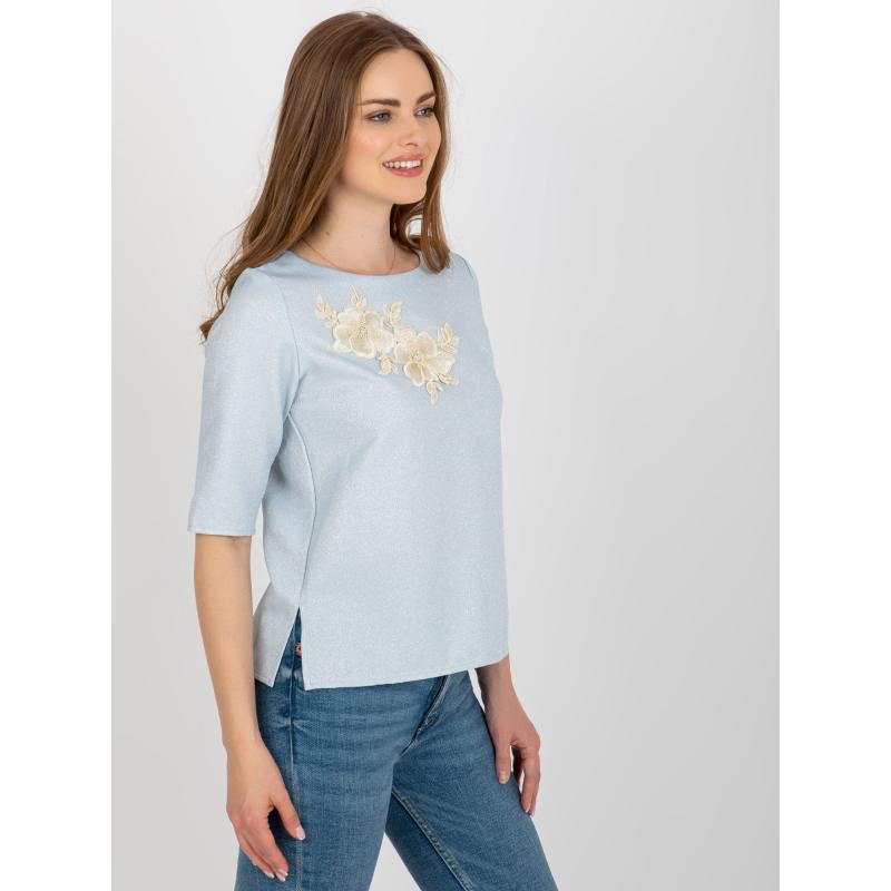 Női blúz csipkével DALA világoskék