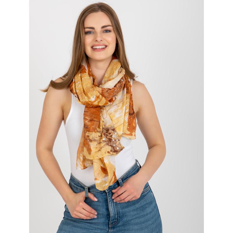 Női sál mintás applikációval IAM bézs színű