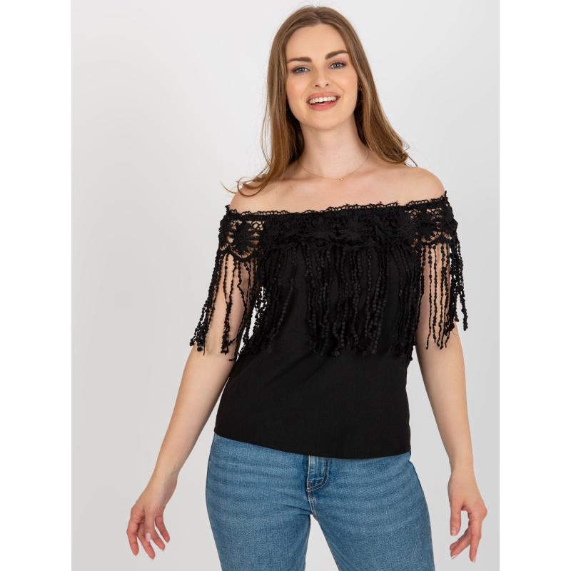 Dámská halenka s třásněmi MICHA černá 