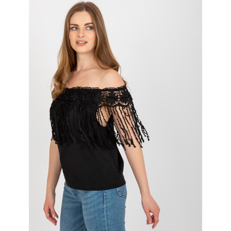 Dámská halenka s třásněmi MICHA černá 