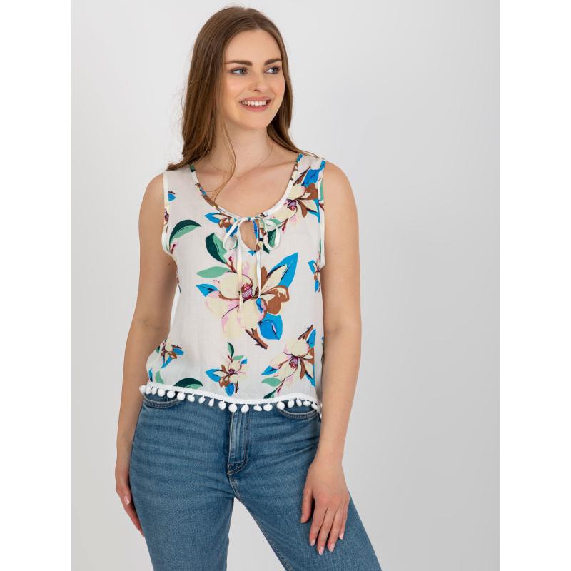 Női blúz virágos, díszes szegéllyel PRICE fehér