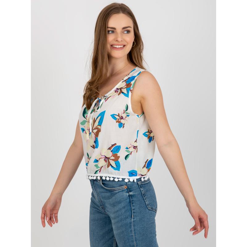 Női blúz virágos, díszes szegéllyel PRICE fehér