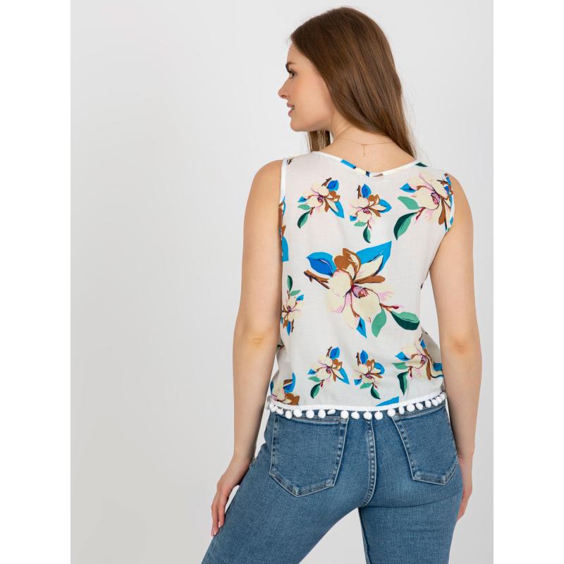 Női blúz virágos, díszes szegéllyel PRICE fehér