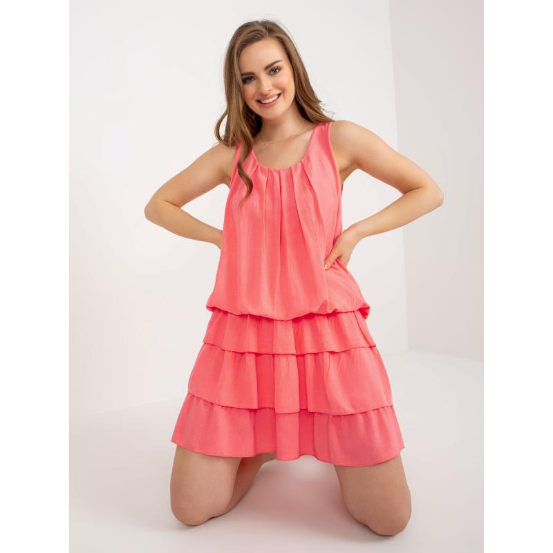 Dámské šaty s volánky OCH BELLA korálové