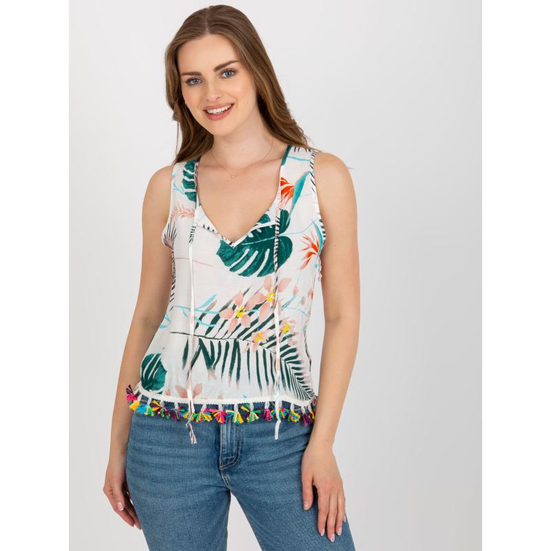 Dámská halenka s potiskem a střapci HOWA bílá