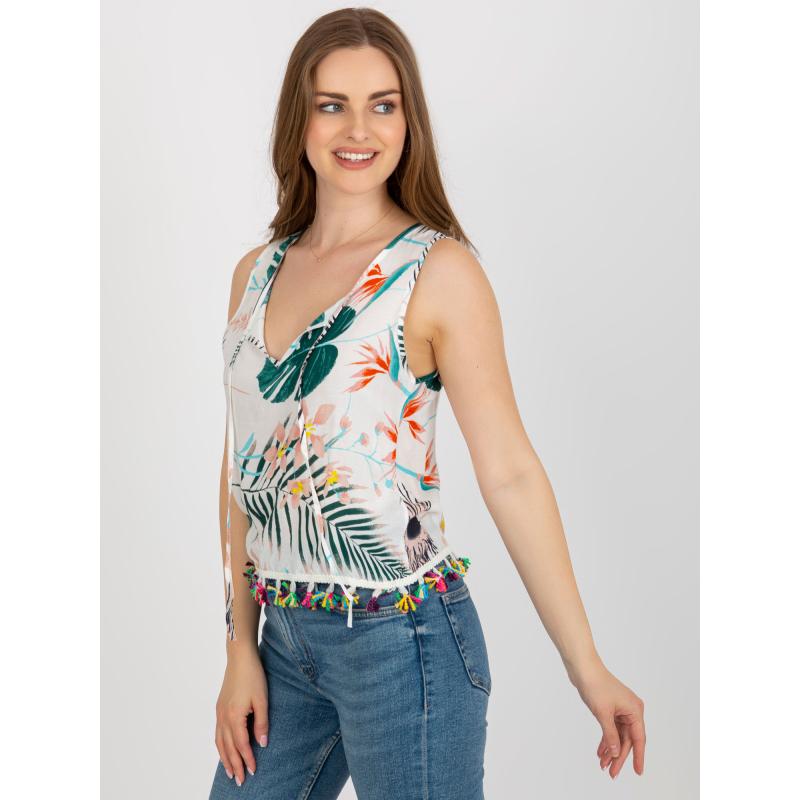 Dámská halenka s potiskem a střapci HOWA bílá