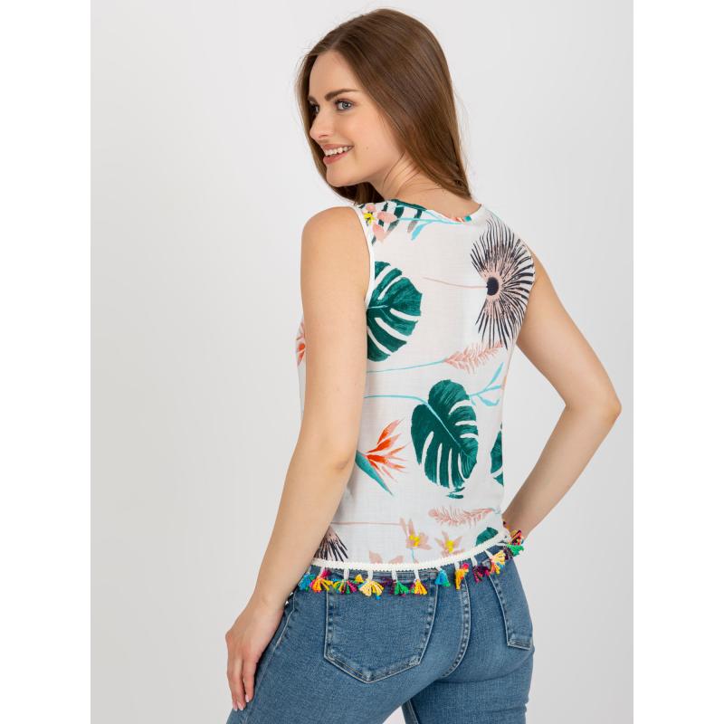 Dámská halenka s potiskem a střapci HOWA bílá