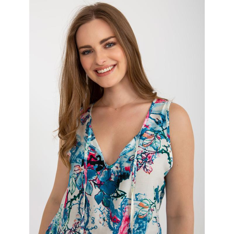 Női nyomtatott blúz JETHER kék és fehér