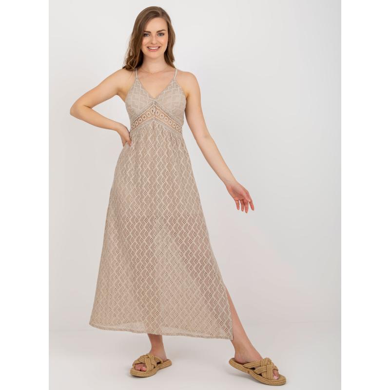 Dámské šaty bez ramínek OCH BELLA béžové