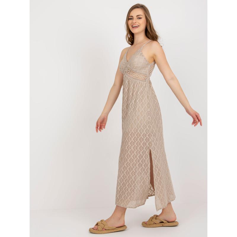 Dámské šaty bez ramínek OCH BELLA béžové
