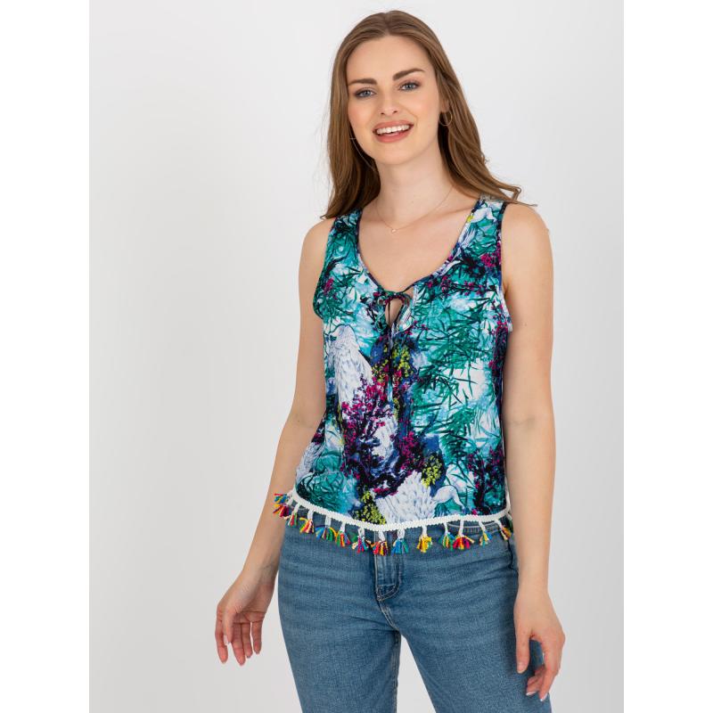 Dámska blúzka s potlačou bez rukávov CARL modrá
