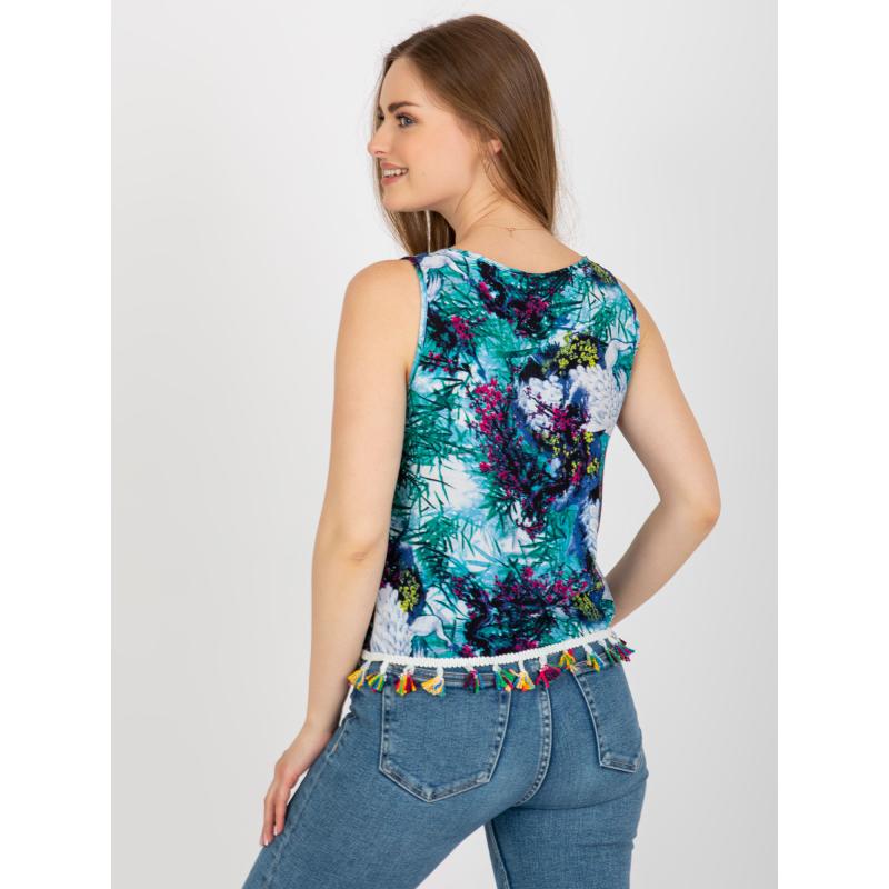 Dámska blúzka s potlačou bez rukávov CARL modrá