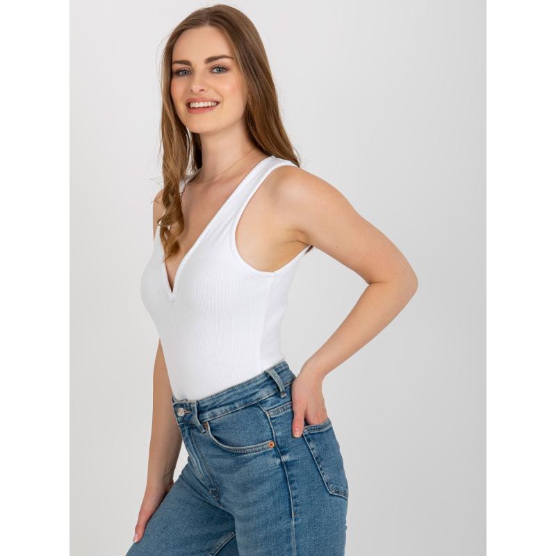 Női V-nyakú bodysuit AUSTA fehér