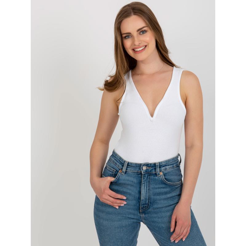 Női V-nyakú bodysuit AUSTA fehér