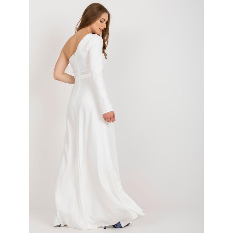 Dámské šaty na jedno rameno maxi večerní CARLA ecru 
