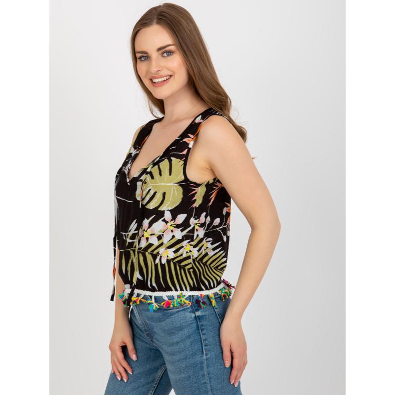 Dámska blúzka s krátkym rukávom a potlačou DAW čierna