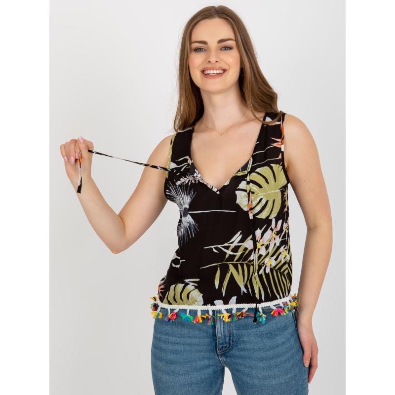 Dámska blúzka s krátkym rukávom a potlačou DAW čierna