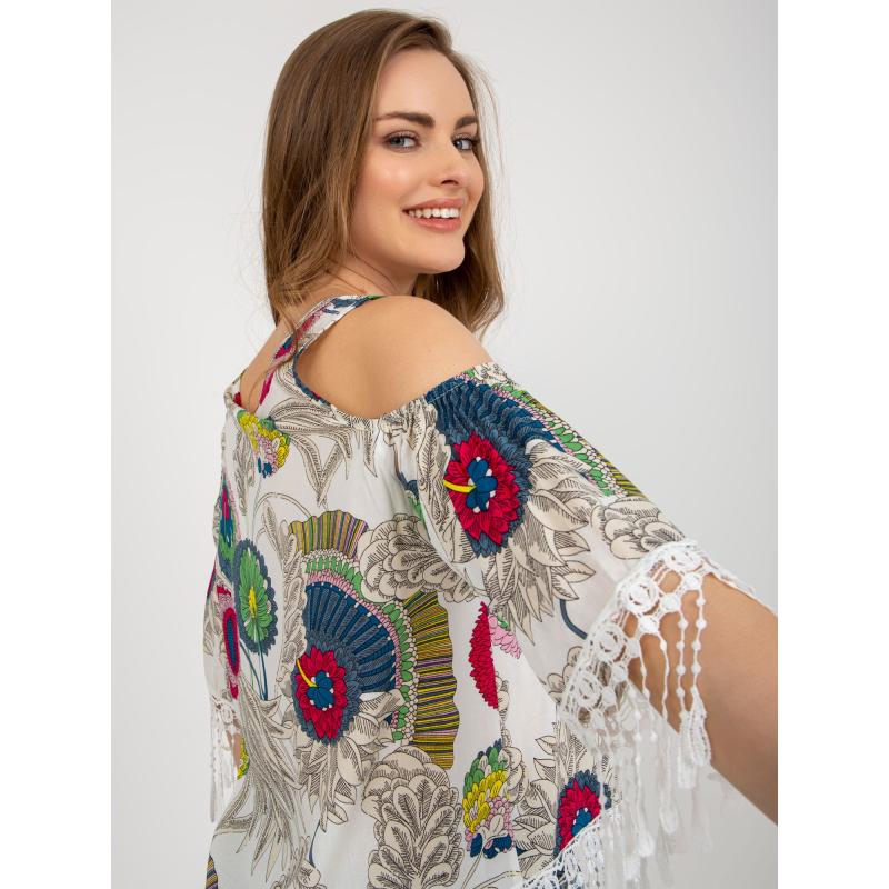 Dámská halenka s potiskem a ozdobným lemováním SIMA bílá 