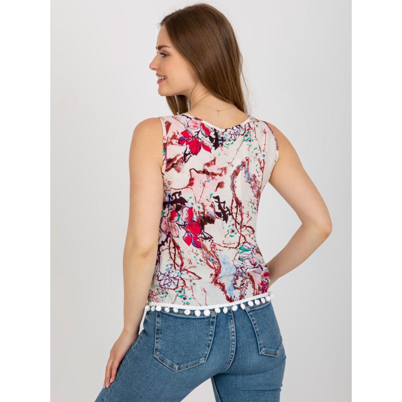 Dámska blúzka bez rukávov s potlačou KELAN bielo-ružová