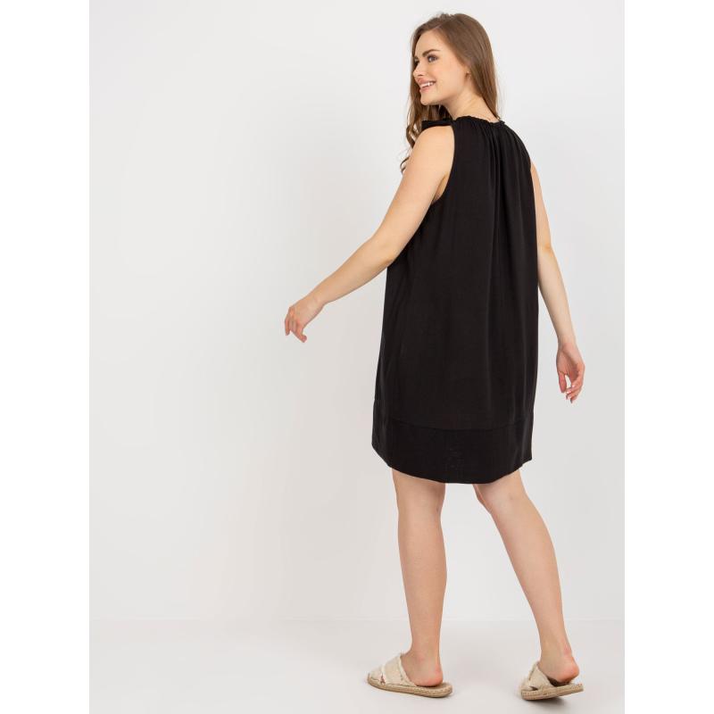 Dámské šaty se zavazováním na ramenou OCH BELLA černé 