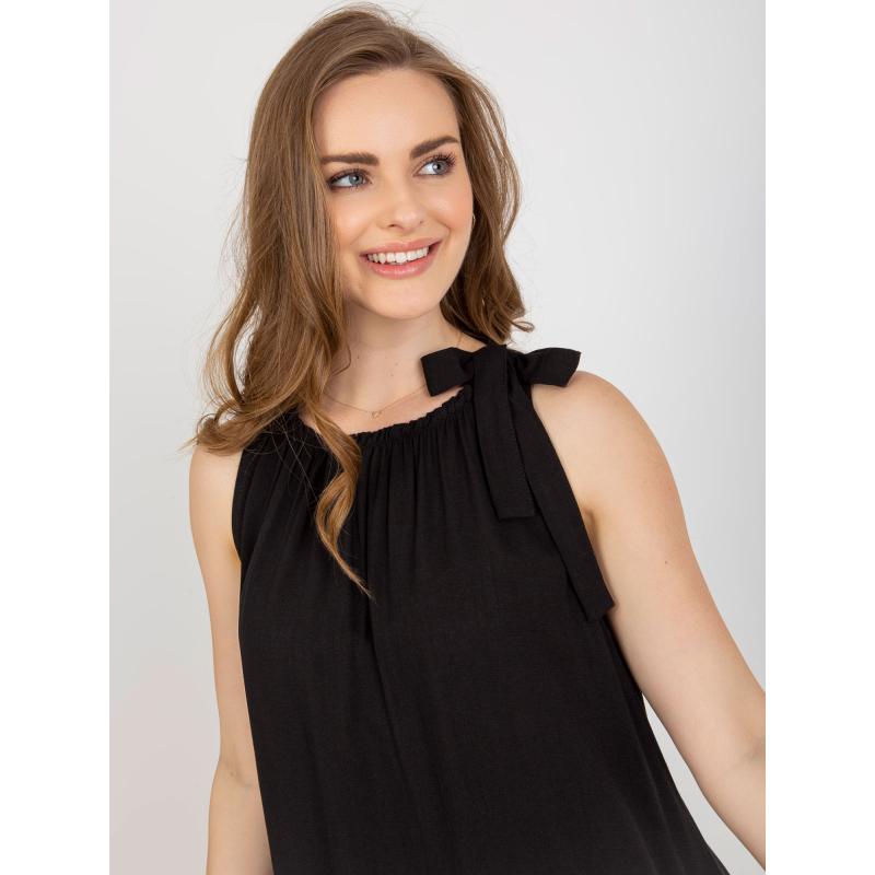Dámské šaty se zavazováním na ramenou OCH BELLA černé 
