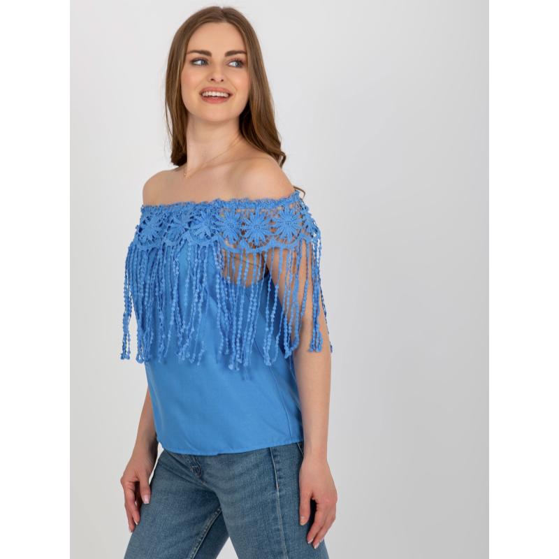 Női blúz csipkés részlettel DENA kék