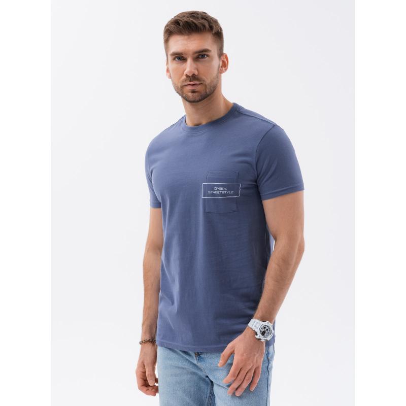 Pánske bavlnené tričko s potlačou vreciek modré V9 S1742