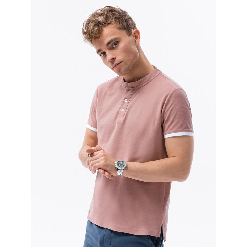Férfi egyszínű póló S1381 rózsaszínű póló