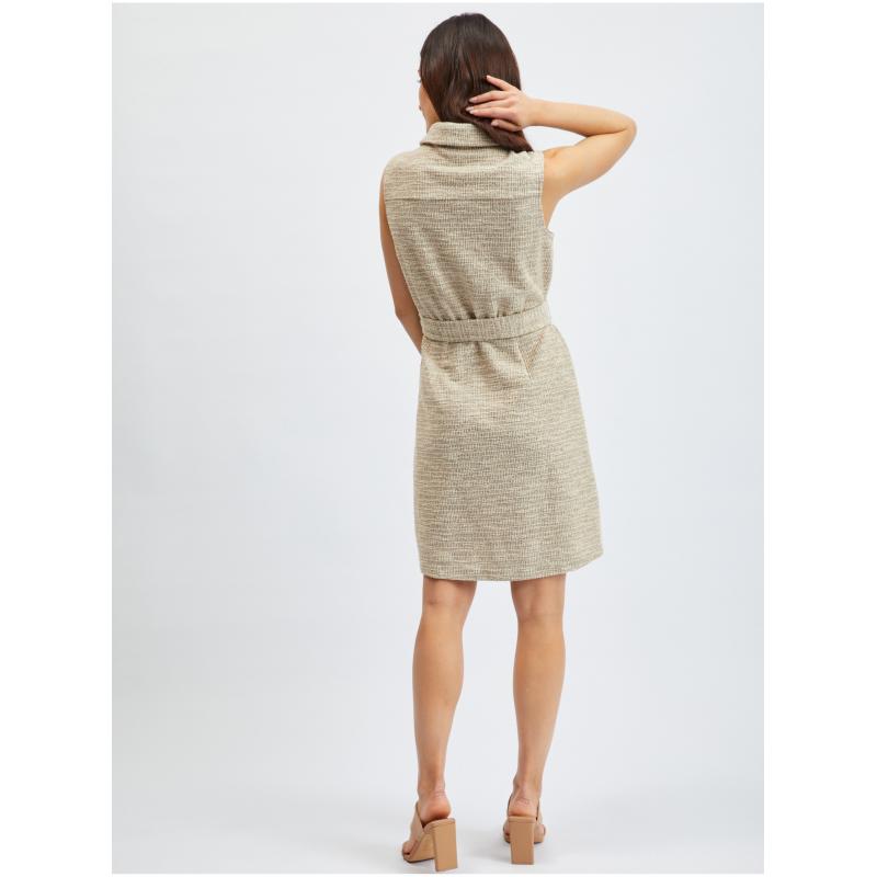 Svetlohnedé dámske pruhované šaty