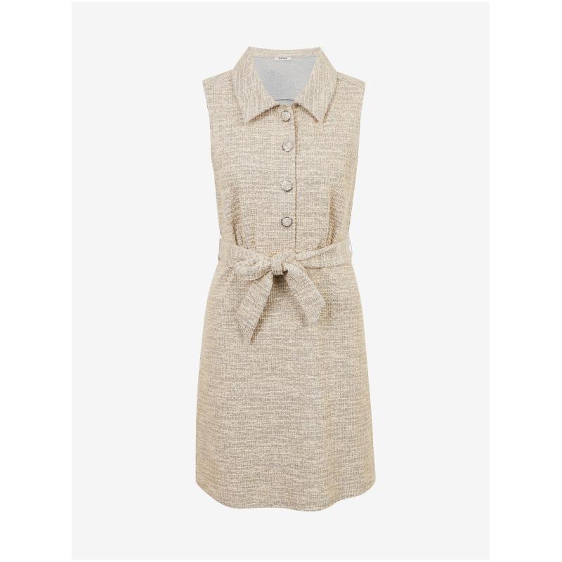 Svetlohnedé dámske pruhované šaty